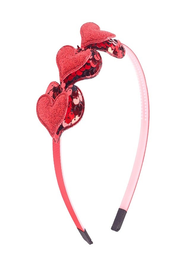 Mangoit Valentines Day Heart Headband Red Sequins Love Hair Band Hoop, Glitter Double-layered Red Shiny Heart Hair Accessories for Women, Sparkly Valentine's Day New Year Wedding Birthday Party Gift - Image 1